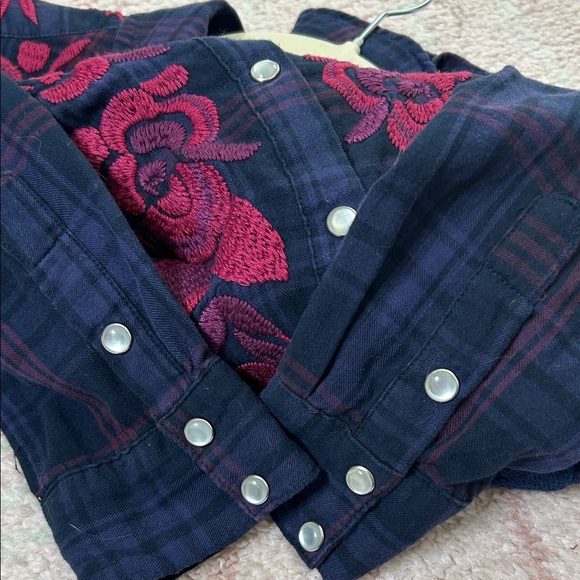 Johnny Was Workshop Plaid Button-Up Shirt Floral Embroidery Cotton Size Small - Picture 13 of 13